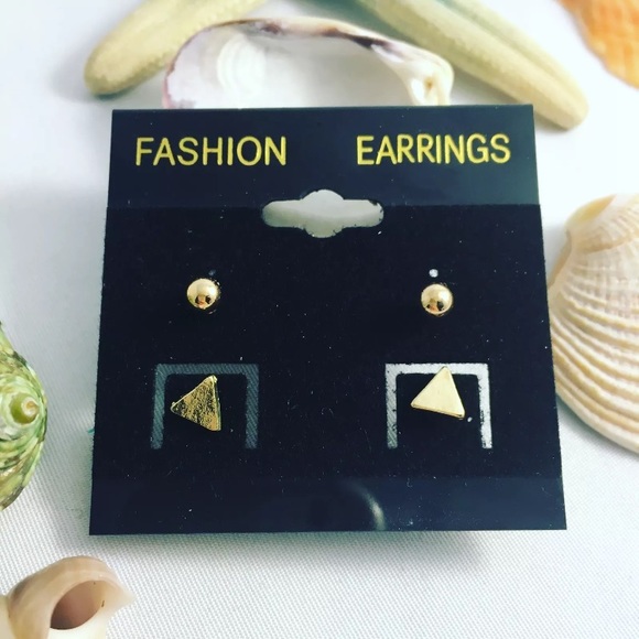 Designs by 17KM Gold Triangle Stud Earring Set - Picture 4 of 4